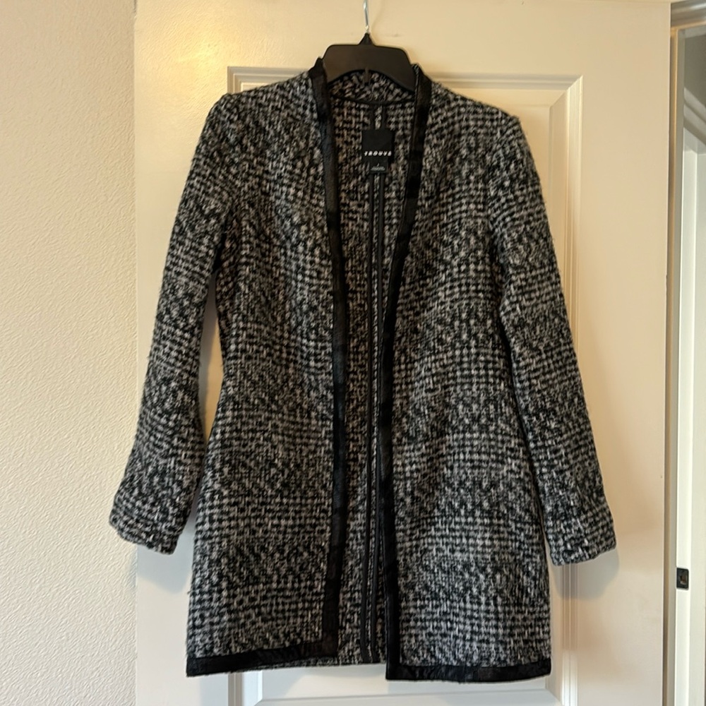 Trouvé Wool Tweed Open Front Jacket/Cadigan. Black/Grey. Sz S